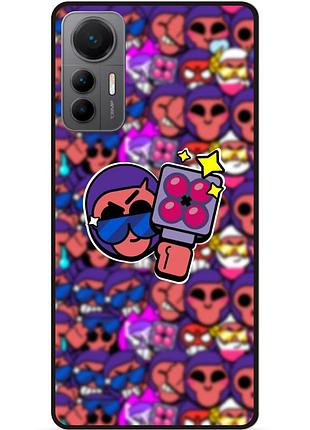 Силиконовый бампер чехол для xiaomi 12 lite стикеры бравл брок brawl