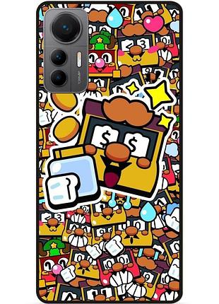 Силиконовый бампер чехол для xiaomi 12 lite стикеры бравл грифф brawl