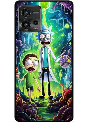 Силиконовый чехол бампер для motorola moto g72 с рисунком рик и морти rick and morty