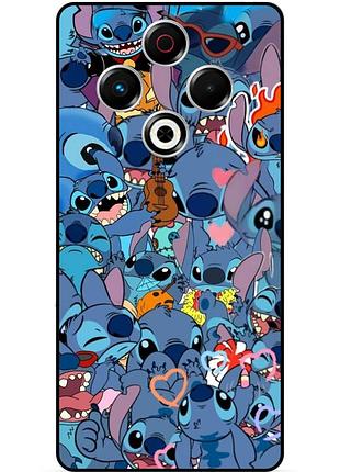 Силиконовый бампер чехол для tecno spark 30 (kl6) с картинкой стич stitch