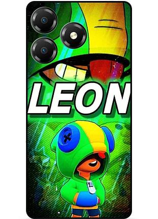 Силиконовый бампер чехол для zte blade a36 с рисунком леон бравл силовая лига leon brawl