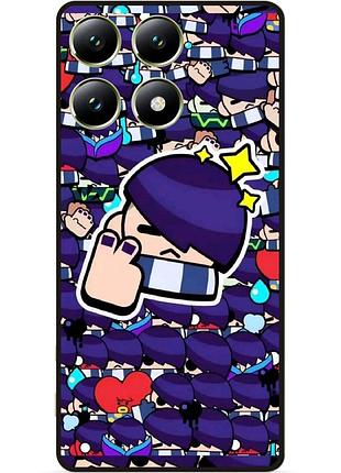 Силиконовый бампер чехол для xiaomi 14t стикеры бравл эдгар brawl