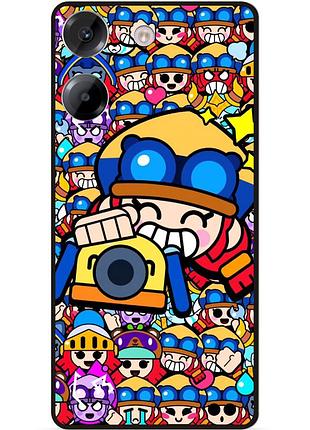 Силиконовый бампер чехол для xiaomi poco m7 pro стикеры бравл джесси brawl