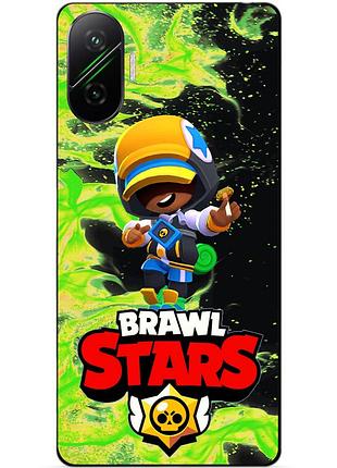 Силіконовий бампер чохол для xiaomi poco f7 з героєм бравл леон финалист brawl