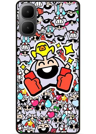 Силиконовый бампер чехол для infinix smart 10 стикеры бравл динамайк brawl