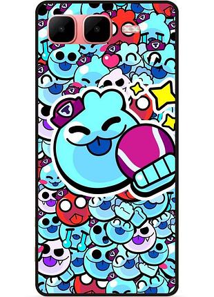 Силиконовый бампер чехол для infinix smart 10 plus стикеры бравл скуик brawl