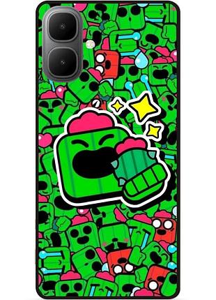 Силиконовый бампер чехол для infinix smart 10 стикеры бравл спайк brawl