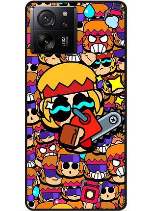 Силиконовый бампер чехол для xiaomi 13t pro стикеры бравл бастер brawl
