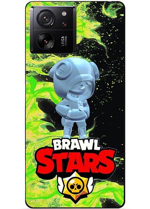 Силіконовий бампер чохол для xiaomi 13t з героєм бравл леон серебряный brawl