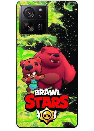 Чехол силиконовый бампер для xiaomi 13t с героем бравл нита мишка brawl