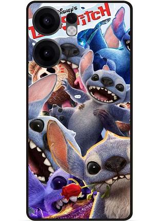 Силиконовый чехол бампер для oppo reno 13fs с картинкой stitch стич