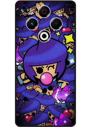 Силиконовый бампер чехол для tecno spark 30 (kl6) стикеры бравл биби brawl