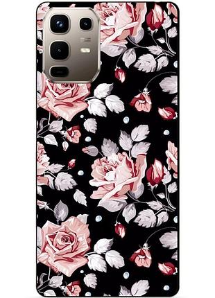 Чехол силиконовый бампер для infinix note 50 pro (x6855) с рисунком розы цветы