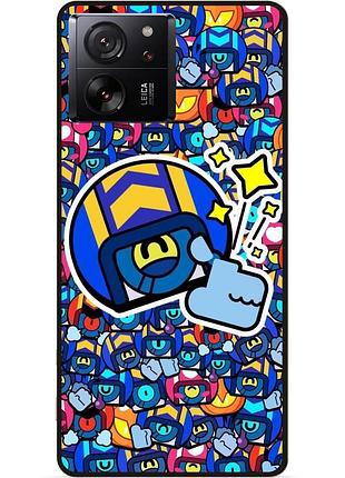 Силиконовый бампер чехол для xiaomi 13t pro стикеры бравл стю brawl