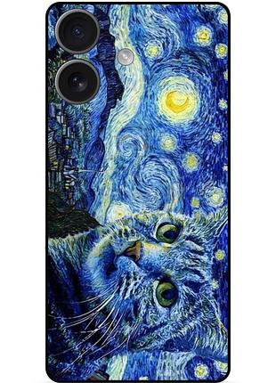 Силиконовый бампер чехол для huawei honor 400 с рисунком кошечка звездная ночь