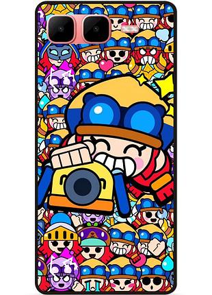 Силиконовый бампер чехол для infinix smart 10 plus стикеры бравл джесси brawl