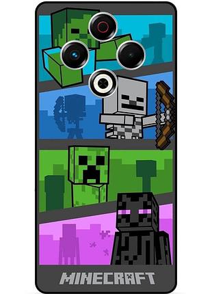 Чехол силиконовый бампер для tecno spark 30 (kl6) с картинкой майнкрафт minecraft