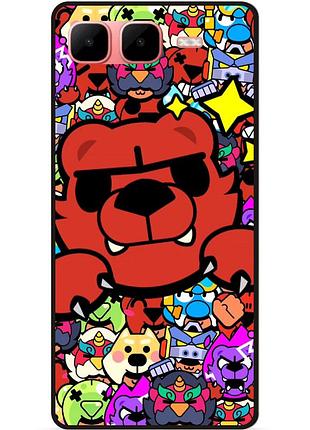 Силиконовый бампер чехол для infinix smart 10 plus стикеры бравл нита brawl