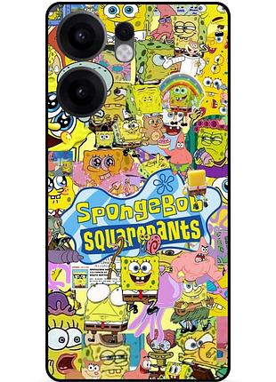 Силиконовый чехол для oppo reno 13fs с рисунком sponge bob губка боб