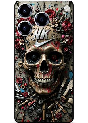 Чехол силиконовый бампер для zte blade a76 с рисунком череп скелет