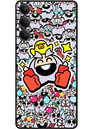 Силиконовый бампер чехол для xiaomi redmi 15 стикеры бравл динамайк brawl