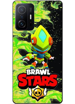 Силіконовий бампер чохол для xiaomi 11t pro з героєм бравл леон меха brawl