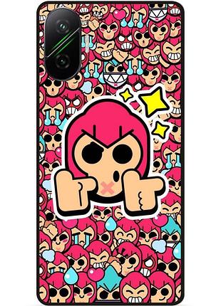 Силиконовый бампер чехол для xiaomi poco f7 стикеры бравл кольт brawl