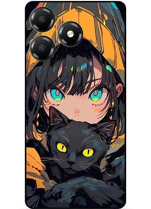 Силиконовый бампер чехол для zte blade a36 с рисунком аниме котик