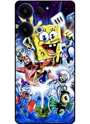 Силиконовый чехол бампер для oppo reno 13 с картинкой губка боб sponge bob