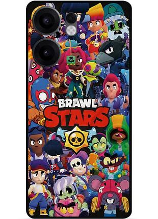 Силиконовый чехол бампер для oppo reno 13f с рисунком бравл силовая лига нокаут brawl леон ворон