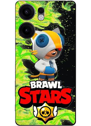 Силіконовий бампер чохол для oppo reno 13f з героєм бравл леон кіт brawl