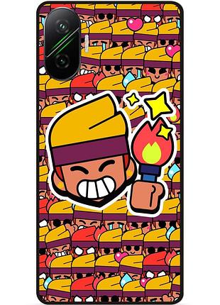 Силиконовый бампер чехол для xiaomi poco f7 стикеры бравл амбер brawl
