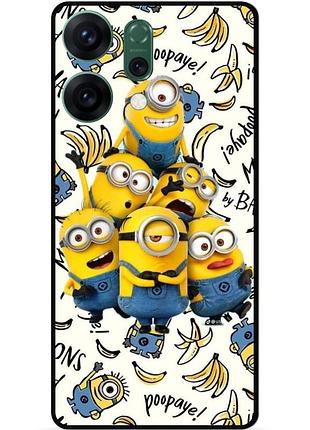 Силиконовый бампер чехол для oppo reno 14 с рисунком minion миньоны