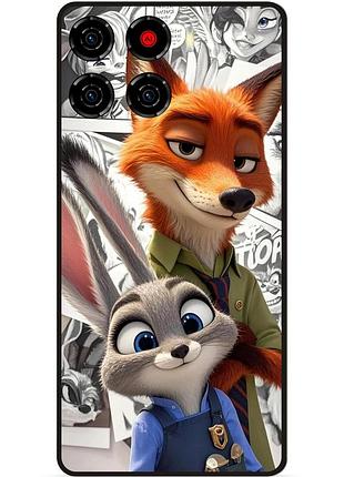 Силиконовый чехол бампер для zte blade a56 с рисунком зверополис zootopia