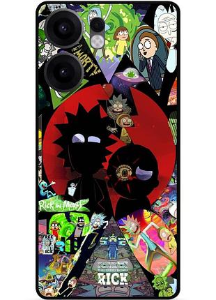 Силиконовый чехол бампер для oppo reno 13fs с рисунком rick and morty рик и морти