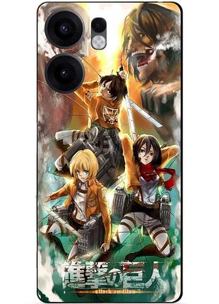 Чехол силиконовый бампер для oppo reno 13fs с рисунком атака на титанов attack on titan