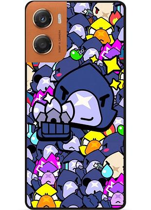 Силиконовый бампер чехол для motorola moto g06 стикеры бравл ворон brawl