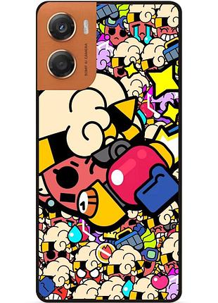 Силиконовый бампер чехол для motorola moto g06 стикеры бравл мэйси brawl