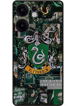 Силиконовый бампер чехол для oppo reno 13f с рисунком слизерин slytherin гарри поттер harry potter
