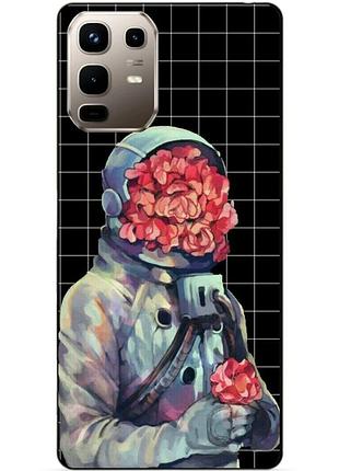 Чехол силиконовый бампер для infinix note 50 (x6858) с рисунком скафандр цветы