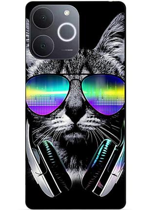 Чехол силиконовый бампер для realme note 70 с рисунком музыкальный кот