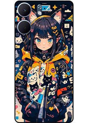 Силіконовий бампер чохол для oppo a5x з малюнком котики аніме