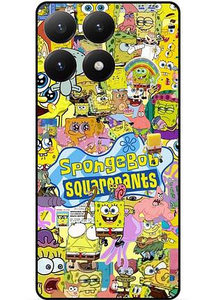 Силиконовый чехол бампер для motorola edge 60 pro с рисунком sponge bob губка боб
