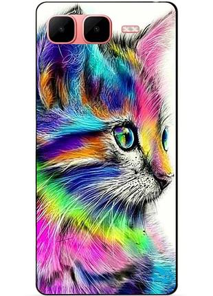 Чехол силиконовый бампер для infinix smart 10 plus с рисунком акварельный кот