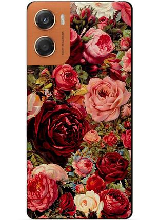 Чехол силиконовый бампер для motorola moto g06 с рисунком красные розы цветы