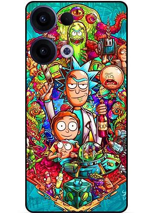 Чехол силиконовый бампер для oppo reno 13 с рисунком rick and morty рик и морти