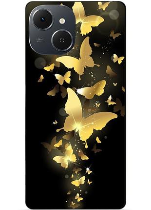Силіконовий чохол бампер для tecno spark 40c з малюнком золоті метелики метелики метелики