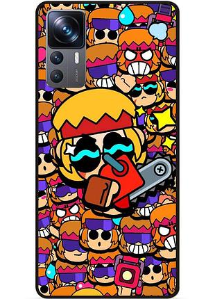 Силиконовый бампер чехол для xiaomi 12t стикеры бравл бастер brawl