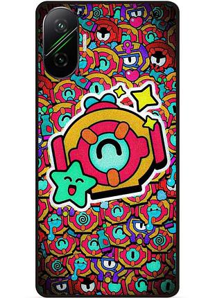 Силиконовый бампер чехол для xiaomi poco f7 стикеры бравл отис brawl