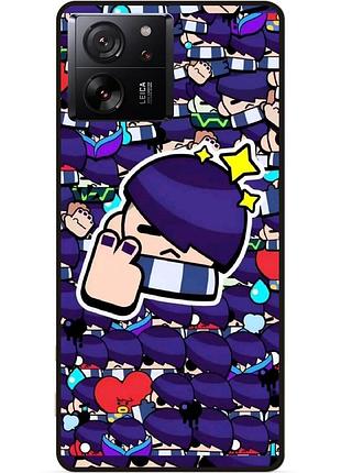Силиконовый бампер чехол для xiaomi 13t стикеры бравл эдгар brawl